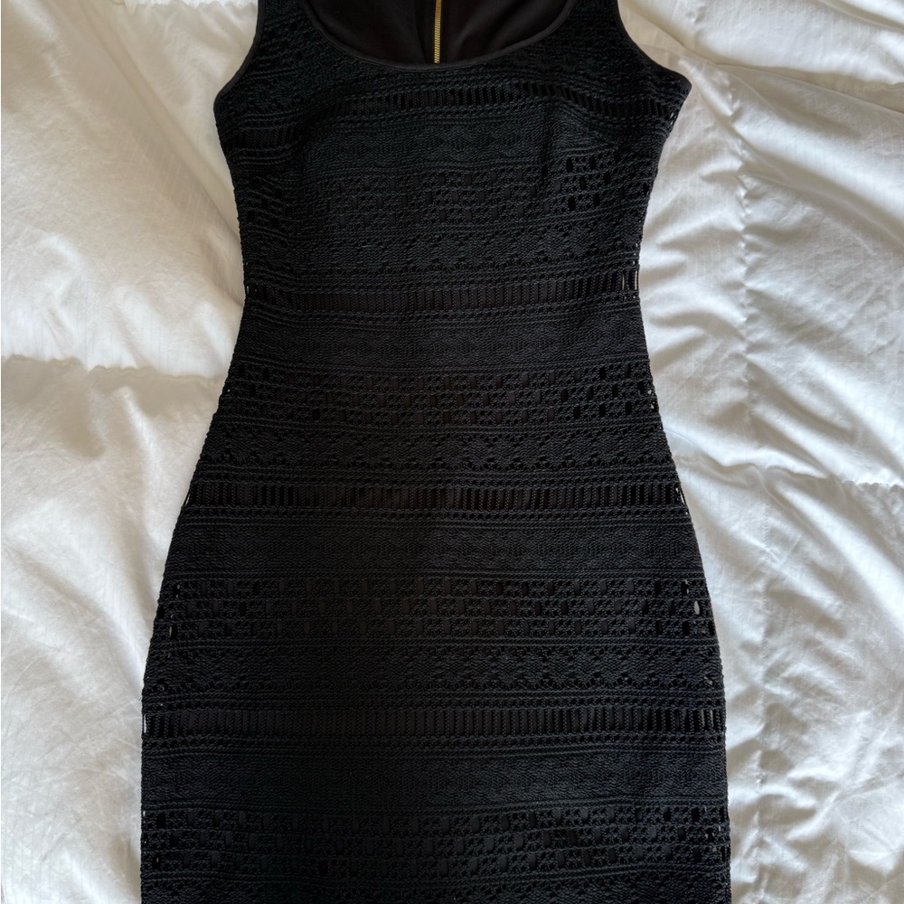 Guess black crochet mini dress